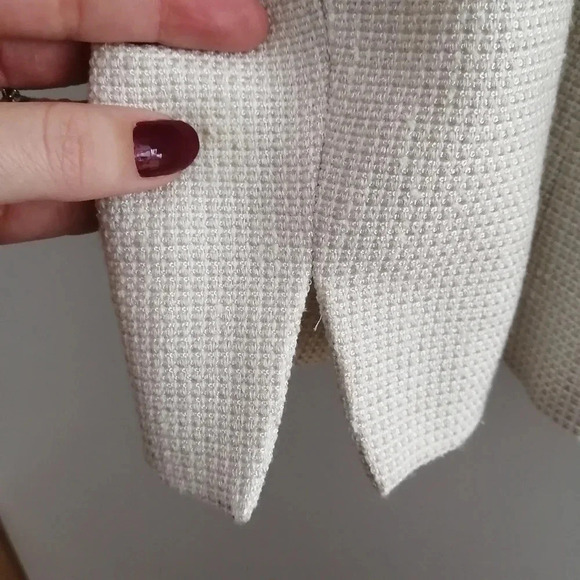 Lafayette 148 New York White Tweed Collarless Zip Up Blazer Size 4 - Picture 9 of 16